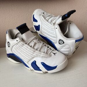 Jordan 14 Youth Size 5Y Retro Hyper Royal GS Shoes Sneakers White Blue Women 6.5